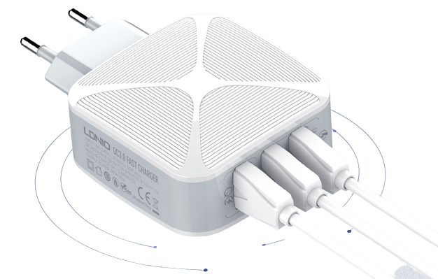 LDNIO A3310Q Wall Charger, 3x USB, QC 3.0 LDNIO A3310Q Wall Charger, 3x USB, QC 3.0